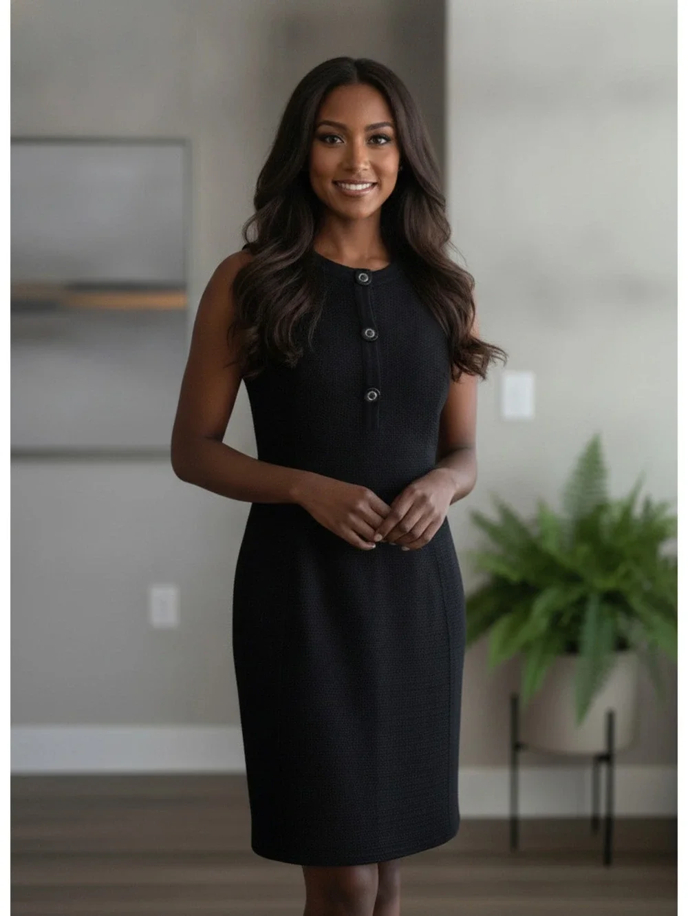 Black Tory Burch knee length dress with buttons